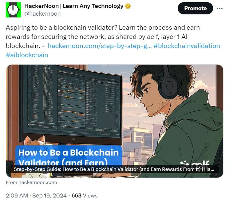 hackernoon's tweet card. By following these three tips, you’ll increase your chances of getting more people to appreciate your work.