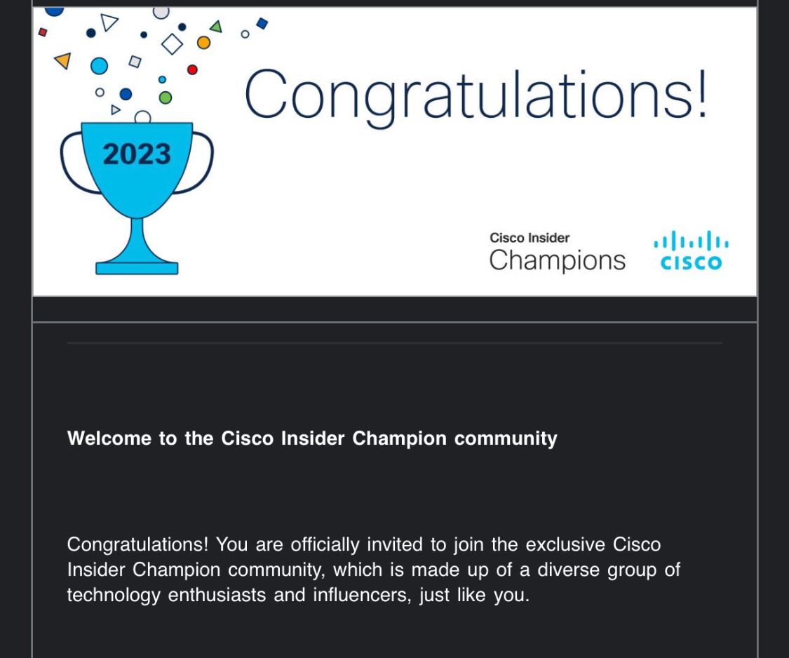 PacketRoute's tweet card. I am thrilled to share that I have been selected as a Cisco Champion for the third year in a row! It's an incredible honor to be recognized by Cisco for my contributions to the networking industry...
