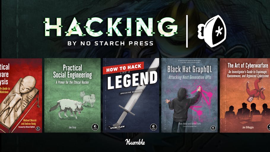 nostarch's tweet card. Learn about the art and science of hacking with this library of tech ebooks. Pay what you want & support charity!