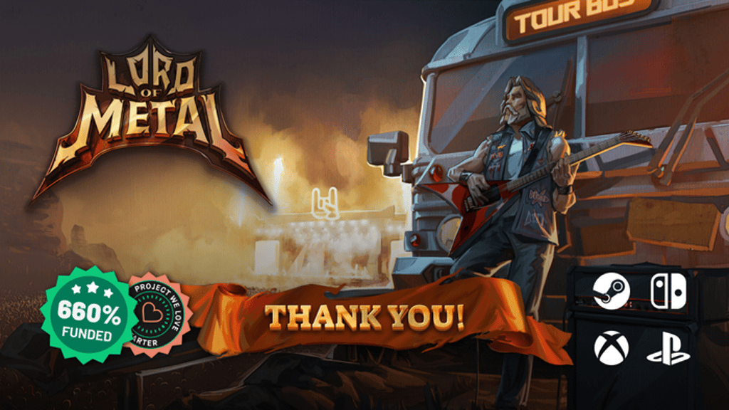 SubLevel28's tweet card. Lord of Metal is a story rich PC and Console game where Rock music festivals bring a dystopian world back to life.