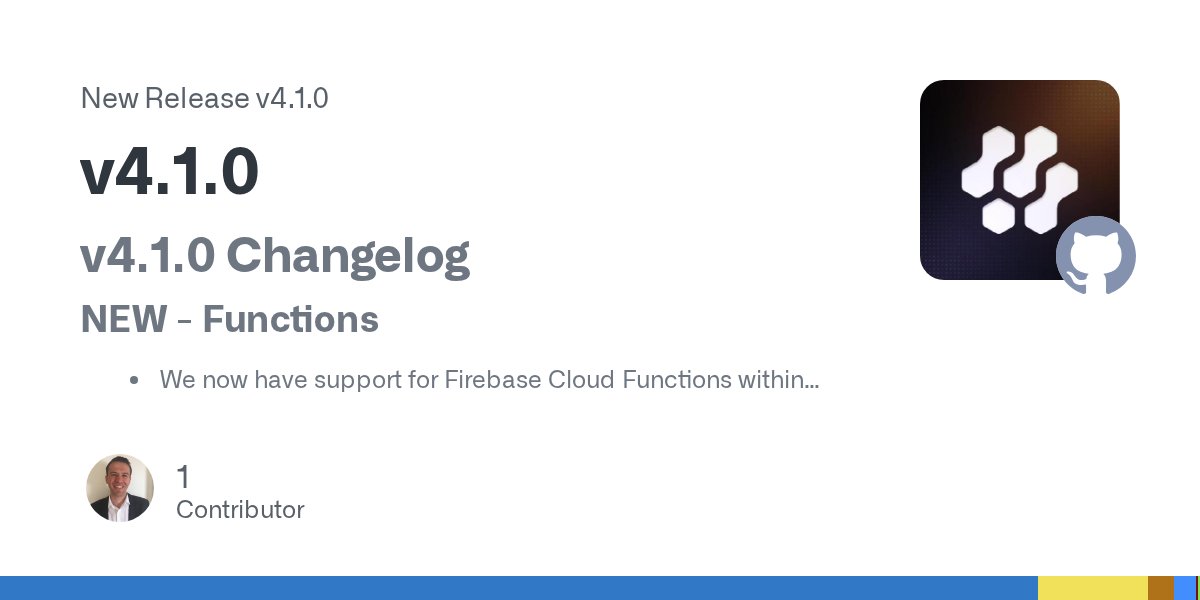 rnfirebase's tweet card. v4.1.0 Changelog NEW - Functions We now have support for Firebase Cloud Functions within react-native-firebase. Check out the docs for more info. Android Breaking Changes Google recently change...