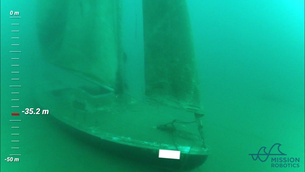 MissionRobotics's tweet card. Lake Tahoe Sunken Sailboat [1080p60]