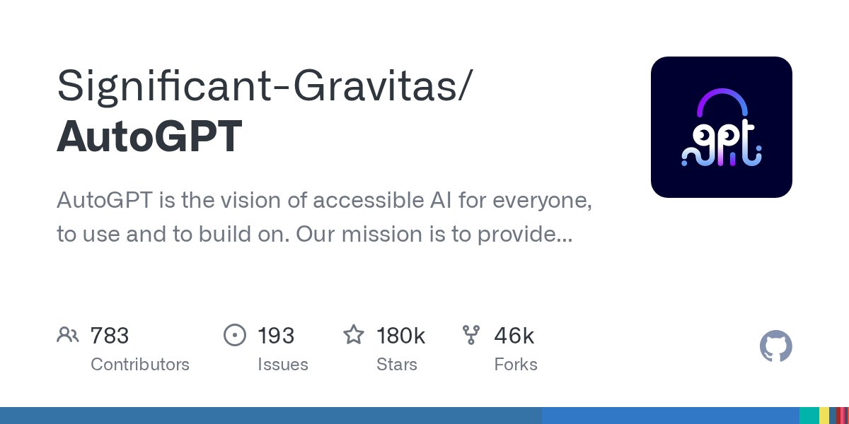 GravITProject's tweet card. AutoGPT is the vision of accessible AI for everyone, to use and to build on. Our mission is to provide the tools, so that you can focus on what matters. - Significant-Gravitas/AutoGPT