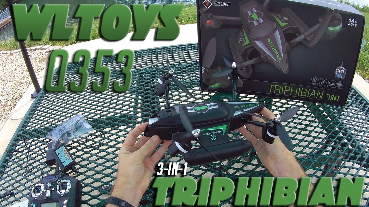 TechFeed's tweet card. WLTOYS Q353 "Triphibian" 3-in-1 Land, Air & Water, Full Review