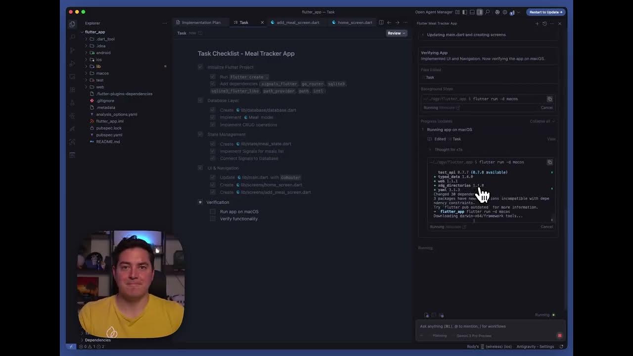 CholericCleric's tweet card. How to build with Flutter and Google Antigravity