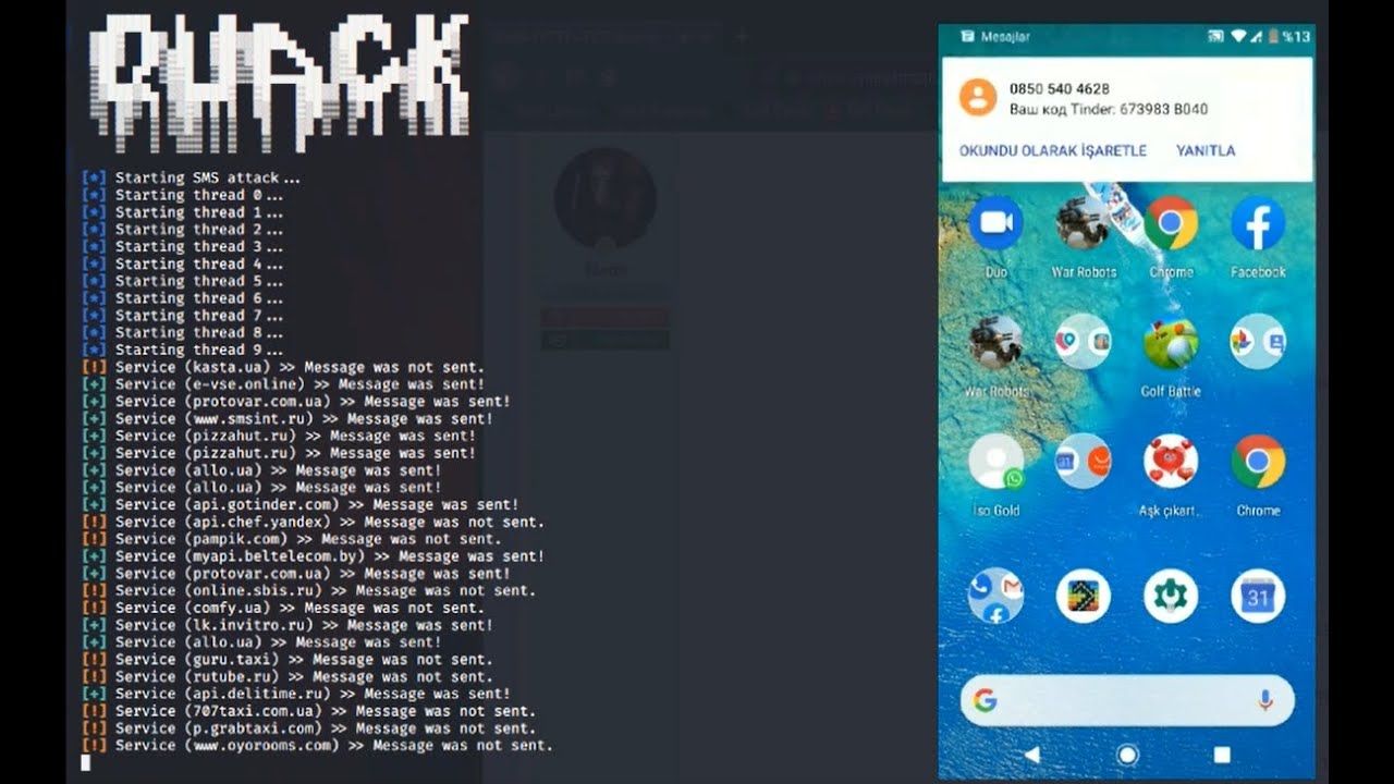 MGR_Hacktools's tweet card. SMS BOMBER - KALİ LİNUX