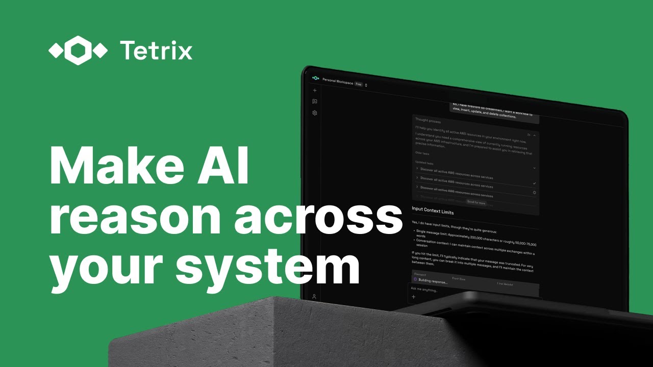 deskree_backend's tweet card. Tetrix Overview - Giving AI context across your entire system