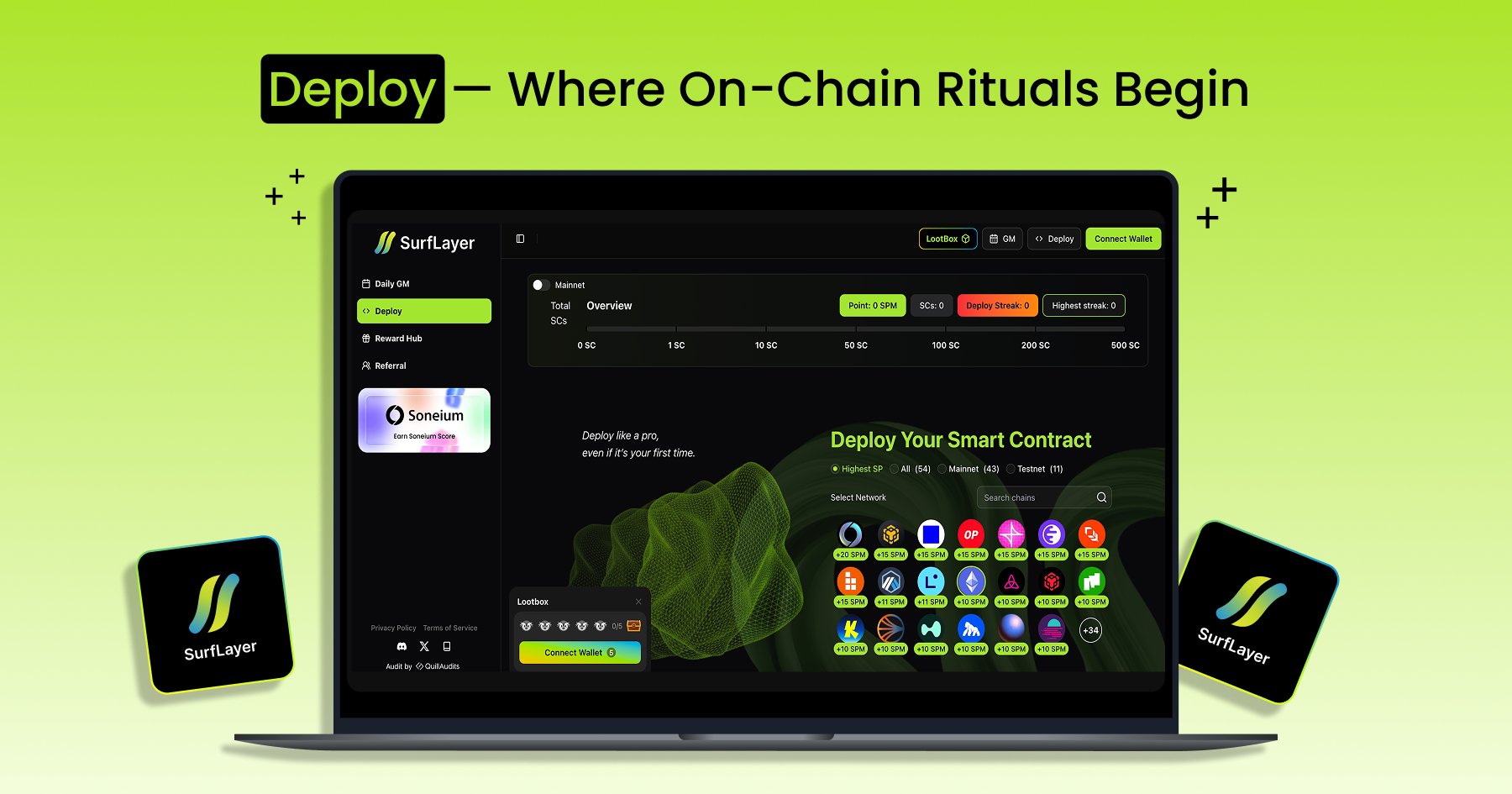 MattyTom01's tweet card. Deploy smart contracts instantly — connect wallet, choose network, and go live on testnet or mainnet in seconds.