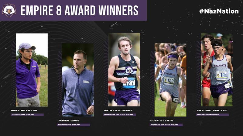 NazAthletics's tweet card. ROCHESTER, NY – The Nazareth men's cross country team swept the end of the year Empire 8 awards as announced on Monday, headlined by senior Nathan Bowers being named the Runner of the Year. Freshman...
