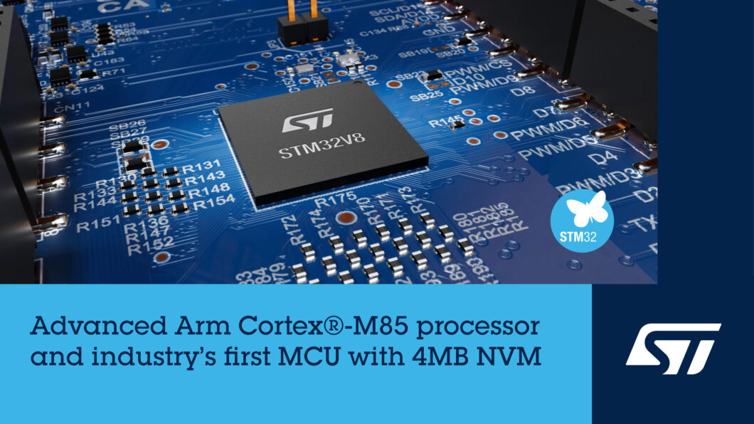 electronics_med's tweet card. STMicroelectronics has unveiled the STM32V8, a new generation of high-performance microcontrollers (MCUs) for demanding industrial applications. The STM32V8