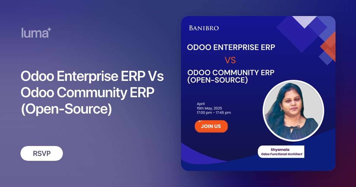 BanibroIT's tweet card. Who Should Attend? 👉 Business Owners looking to optimize operations 👉 ERP Consultants wanting to master Odoo’s offerings 👉 IT Managers evaluating the best…