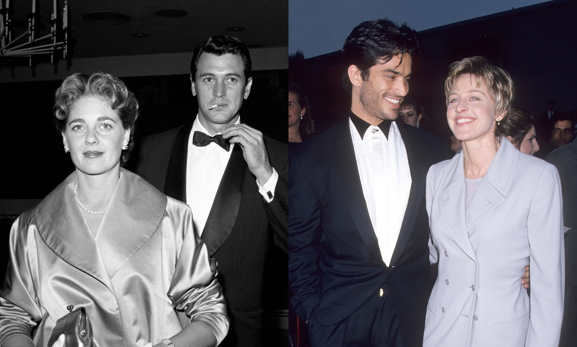 PinkNews's tweet card. What does beard mean in LGBTQ+ slang, and what is the term's history? Rock Hudson and Ellen DeGeneres are two queer figures who used 'beards'.