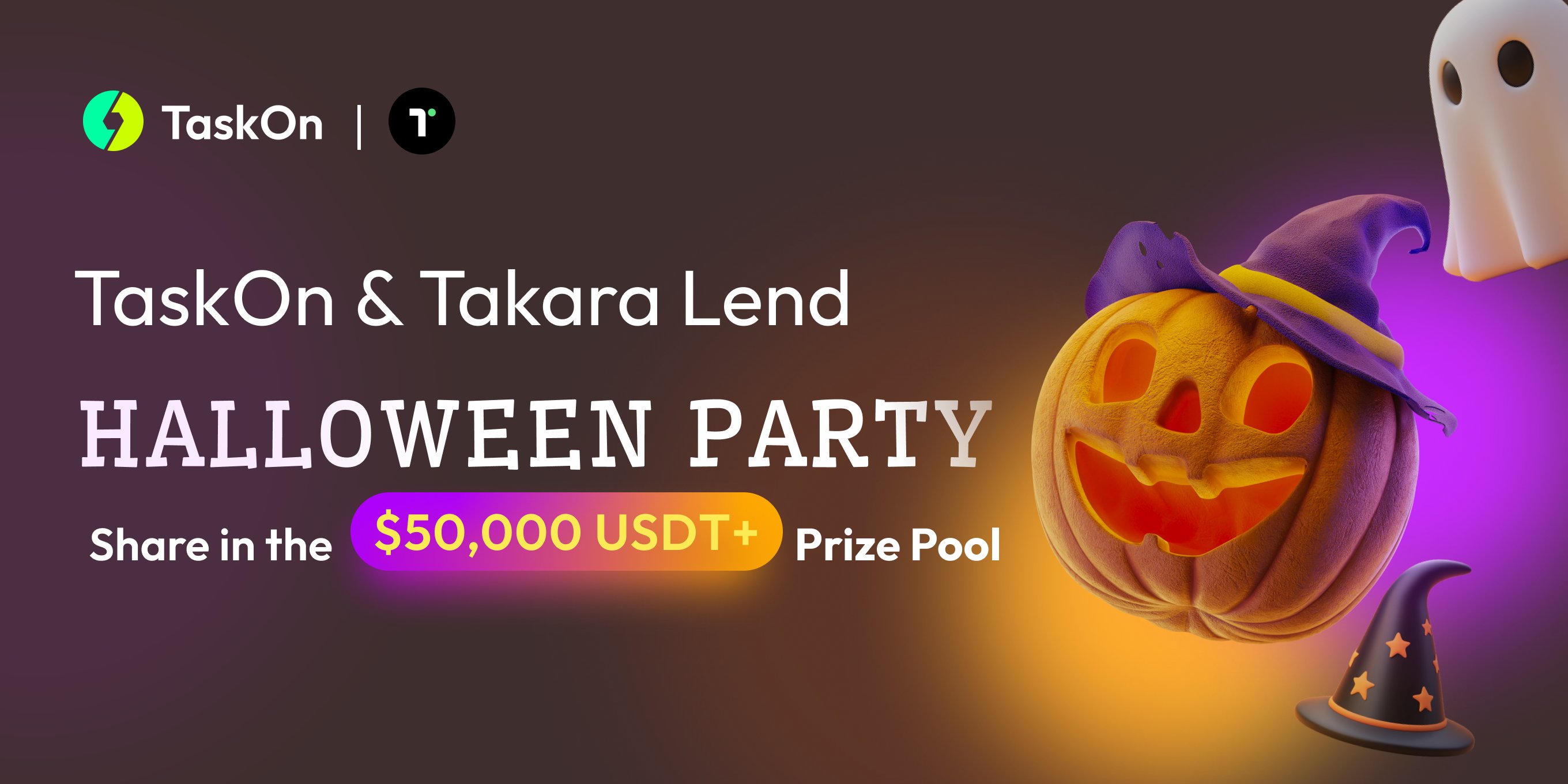 TakaraLend's tweet card. Step into the spooky season! Complete all Halloween quests and enter the Lucky Draw to win exciting USDT rewards. Every completed task brings you closer to your treat — no tricks, just prizes! 👻 Get...