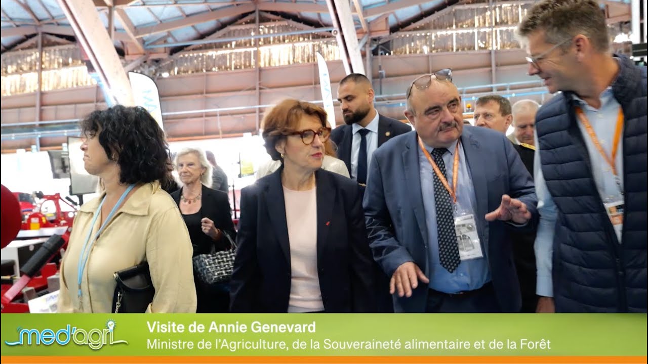 GroupePerret's tweet card. Visite de la Ministre Annie Genevard sur le salon Med'Agri 2024