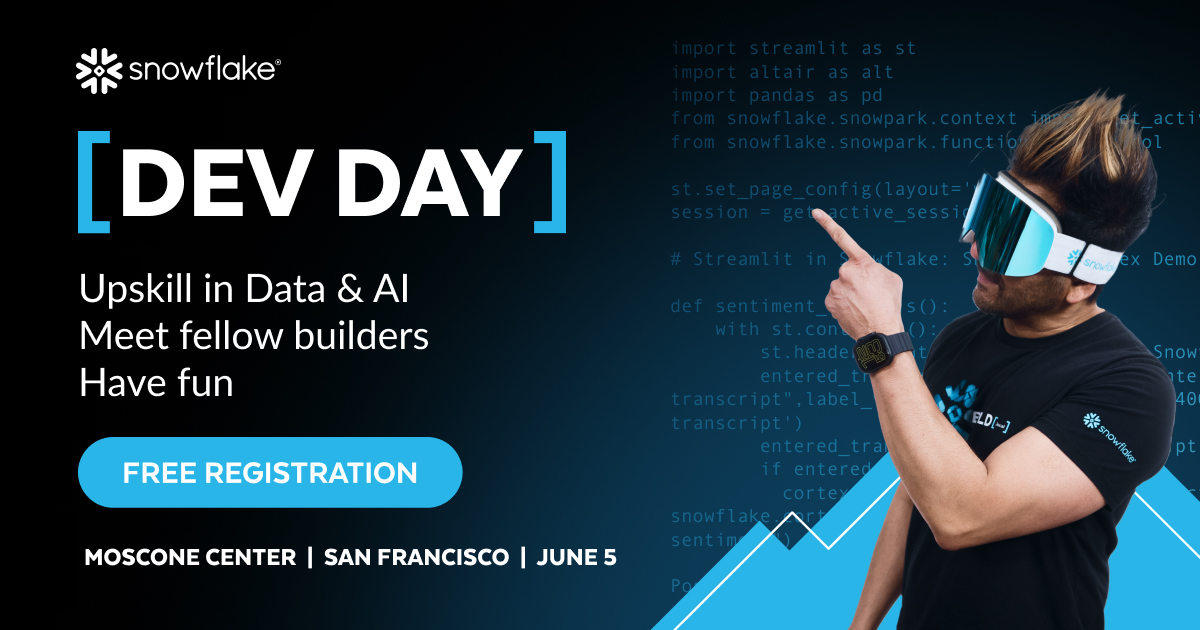 TobikoData's tweet card. Dive into Dev Day: a hub for data professionals to master app development, AI/ML and data engineering through hands-on demos and collaborative sessions.