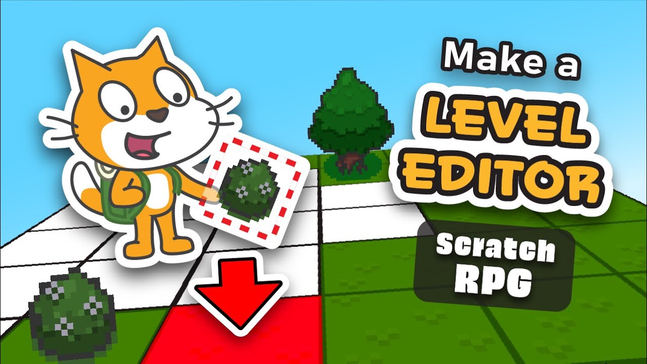 griffpatch's tweet card. Code a LEVEL EDITOR in Scratch | RPG Tutorial #4