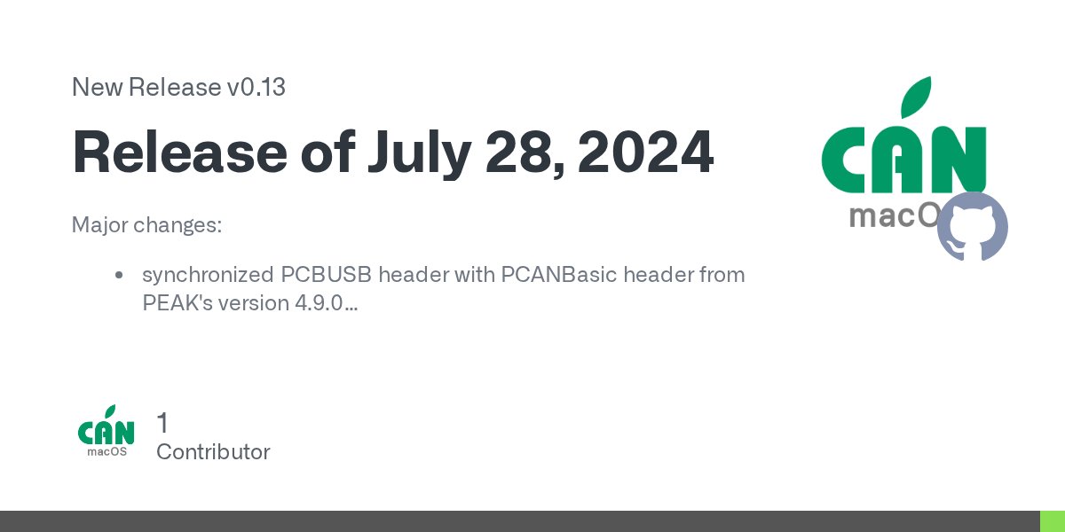 uv_software's tweet card. Major changes: synchronized PCBUSB header with PCANBasic header from PEAK's version 4.9.0 realized acceptance filtering by setting parameter: PCAN_ACCEPTANCE_FILTER_11BIT (default = 0x0000000...