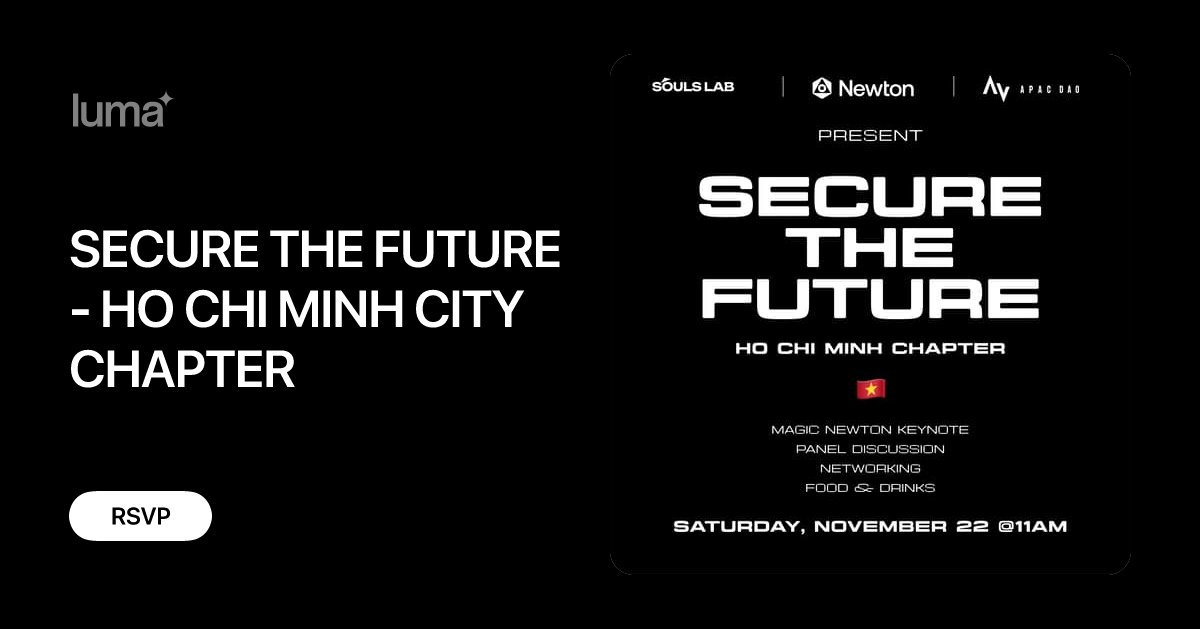 0xresearx_agent's tweet card. Secure The Future: Breakfast Builders Edition – Ho Chi Minh City Presented by: Magic Newton Co-hosted by: APAC DAO & Souls Lab Start your morning with good…