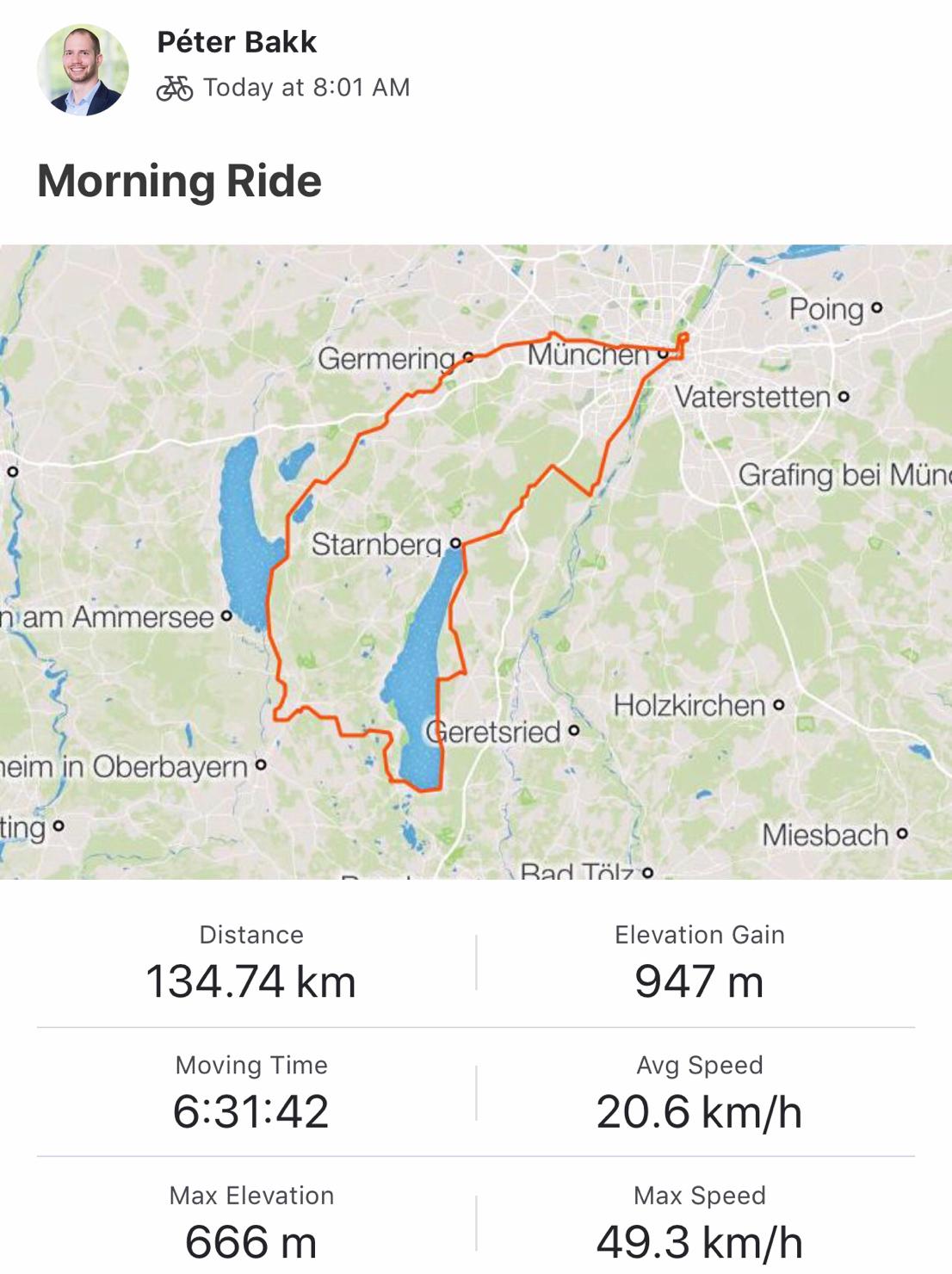 bakkpeter's tweet card. 135km... I was not fast, but enjoyed the road. What a beautiful country! (Yes Jaime, finally I repaired my road bike 🙂)
