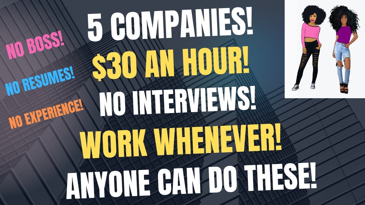 two_hustle's tweet card. 5 COMPANIES HIRING NOW! $30 An Hour! No Interview! No Resume! No...