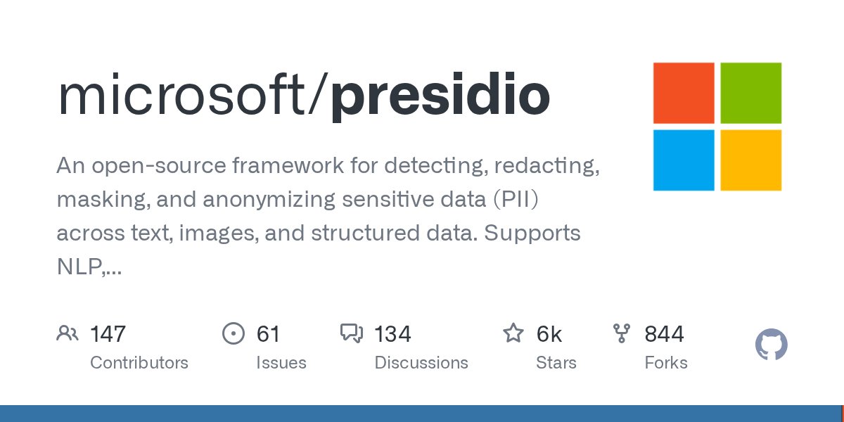 OSINT_Coder's tweet card. An open-source framework for detecting, redacting, masking, and anonymizing sensitive data (PII) across text, images, and structured data. Supports NLP, pattern matching, and customizable pipelines...
