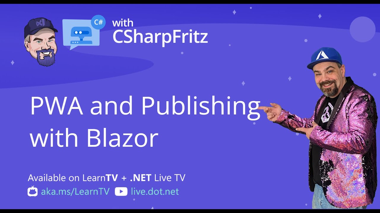 prod42net's tweet card. Learn C# with CSharpFritz - PWA and Publishing with Blazor