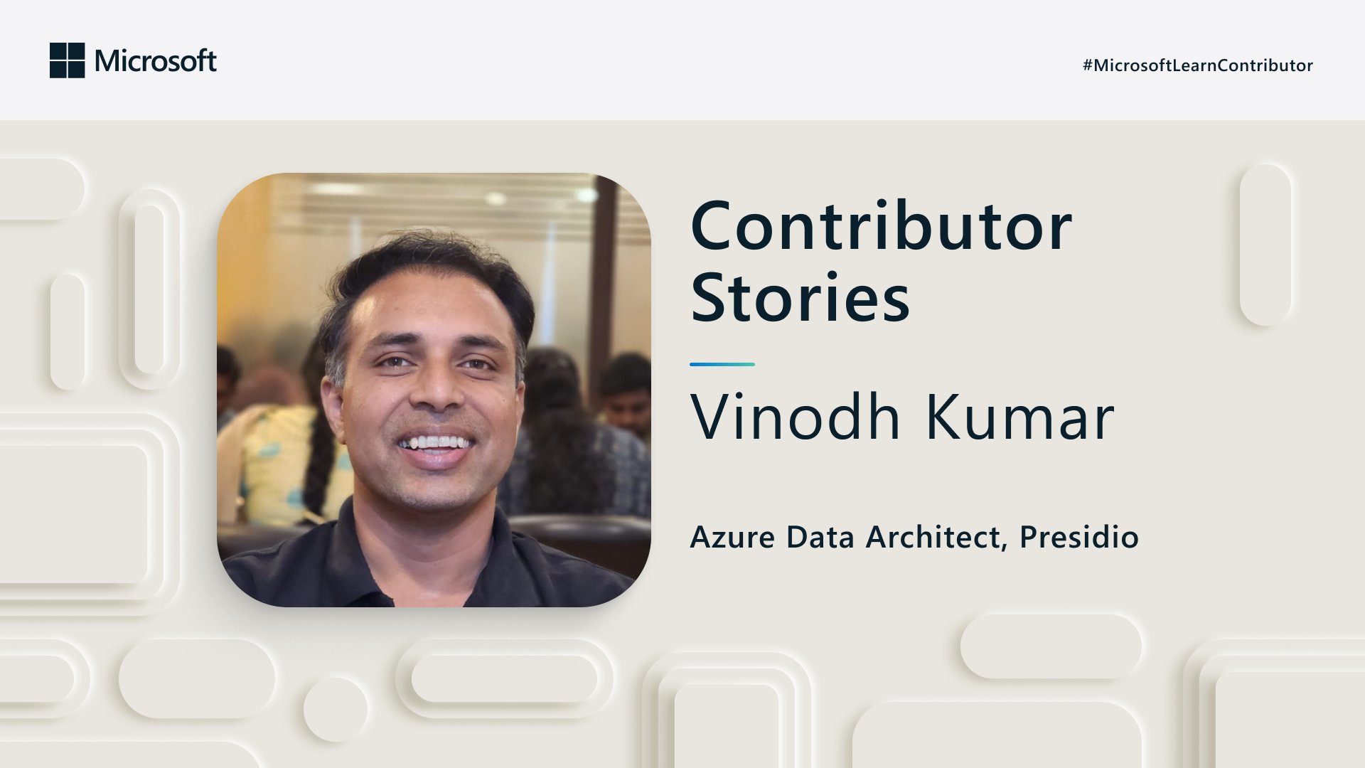 MSAzureCAT's tweet card. Today, we're thrilled to introduce you to Vinodh Kumar TD. Vinodh is a data expert from the vibrant tech landscape of India