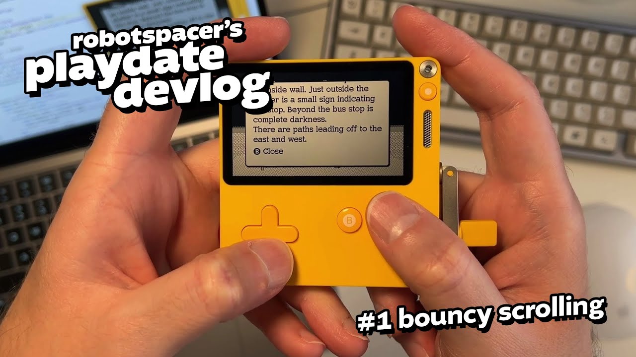 robotspacer's tweet card. Playdate Devlog #1: Bouncy Scrolling