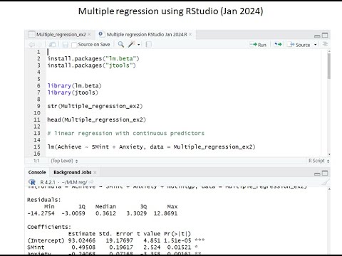 pdsuniovi's tweet card. Basic introduction to multiple regression using RStudio (Jan 2024)