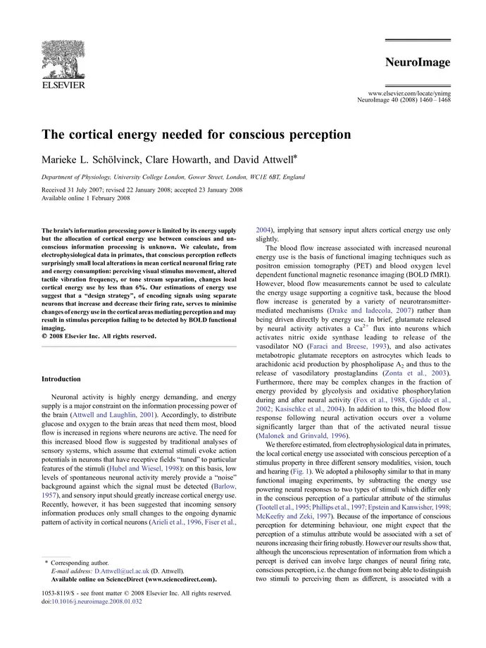 DocsDel's tweet card. The brain's information processing power is limited by its energy supply but the allocation of cortical energy use between conscious and uncon...