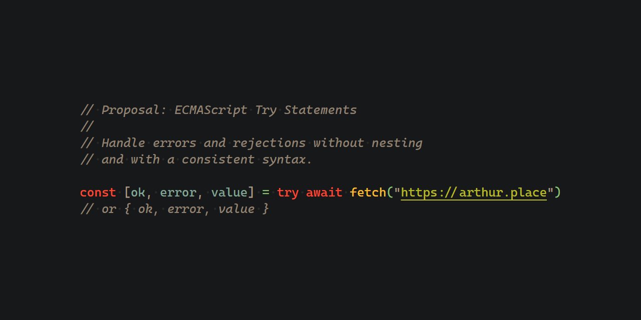 chrisdoesapps's tweet card. A proposal to bring ergonomic, inline error handling to JavaScript through a new try operator that always returns a Result. - arthurfiorette/proposal-try-operator