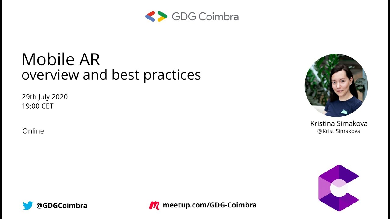 GDGCoimbra's tweet card. Mobile AR: overview and best practices