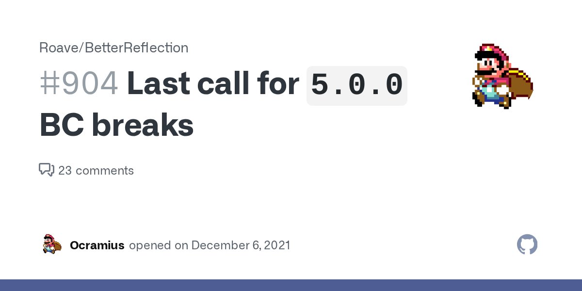 ekino_France's tweet card. This is just a placeholder to make sure everyone is aware that 5.0.0 is around the corner: if nobody replies to this issue within a couple days, I will release 5.0.0 from 5.0.x (after attempting to...
