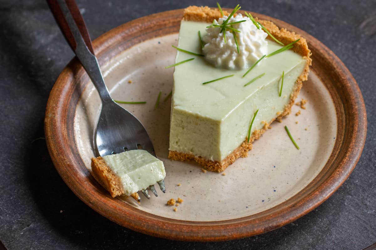 AlanBergo's tweet card. Key lime pie, infused with the bright green color and flavor of spruce tips, is a dessert foragers can make that tastes like spring. You can use a lot of different spruce tips here, but my favorite...