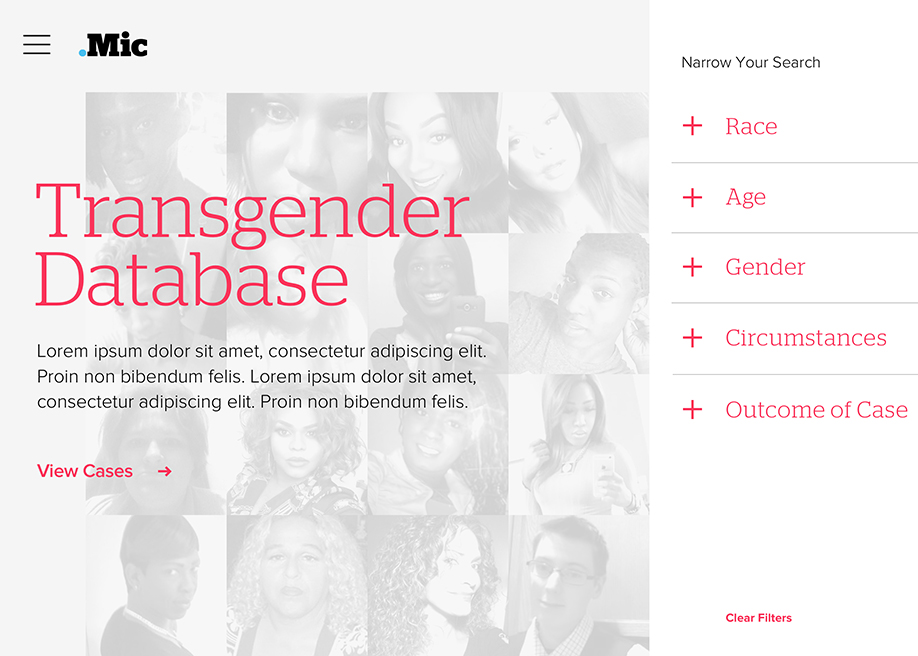 four32c's tweet card. For Mic we designed the digital platform for Unerased Counting Transgender Lives about the epidemic of homicide in the transgender community