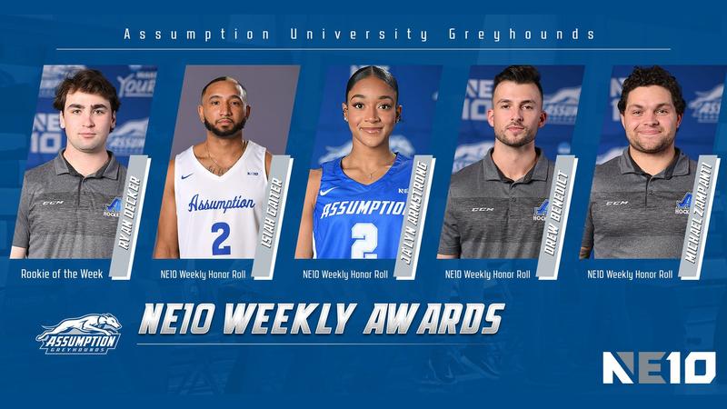 GoAssumptionU's tweet card. WORCESTER, Mass. – Ryan Decker was named as the Northeast-10 Conference Rookie of the Week honors, while four other Greyhounds received Honor Roll mentions as announced by the NE10 Conference office...