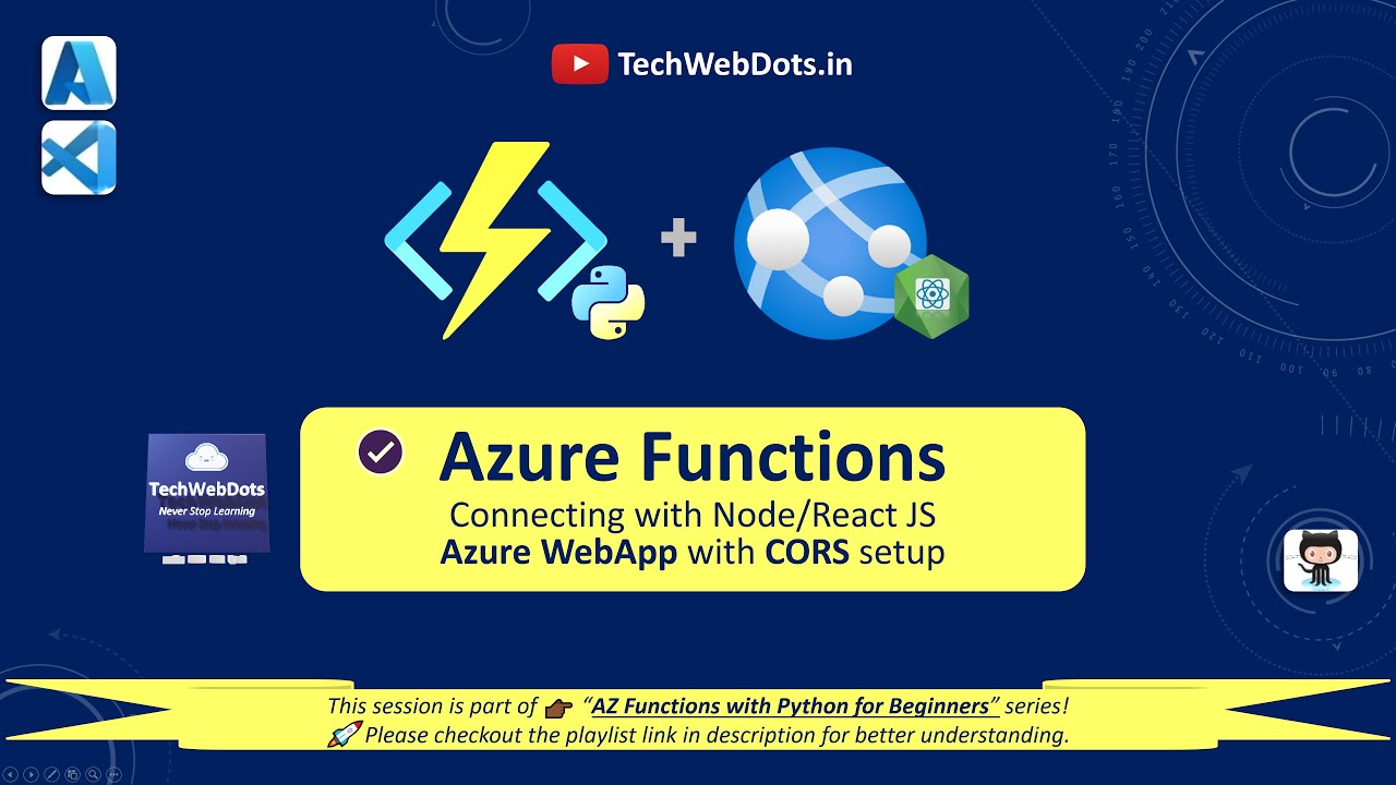 TechWebDots's tweet card. Azure Functions Connecting with Azure App Service (Node Web App) |...