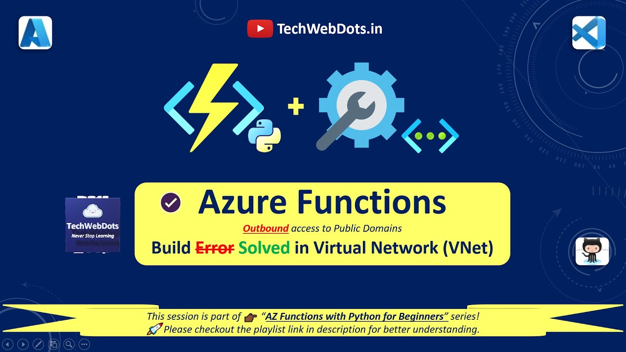TechWebDots's tweet card. Azure Functions Build allows Outbound access to Public Domains in...