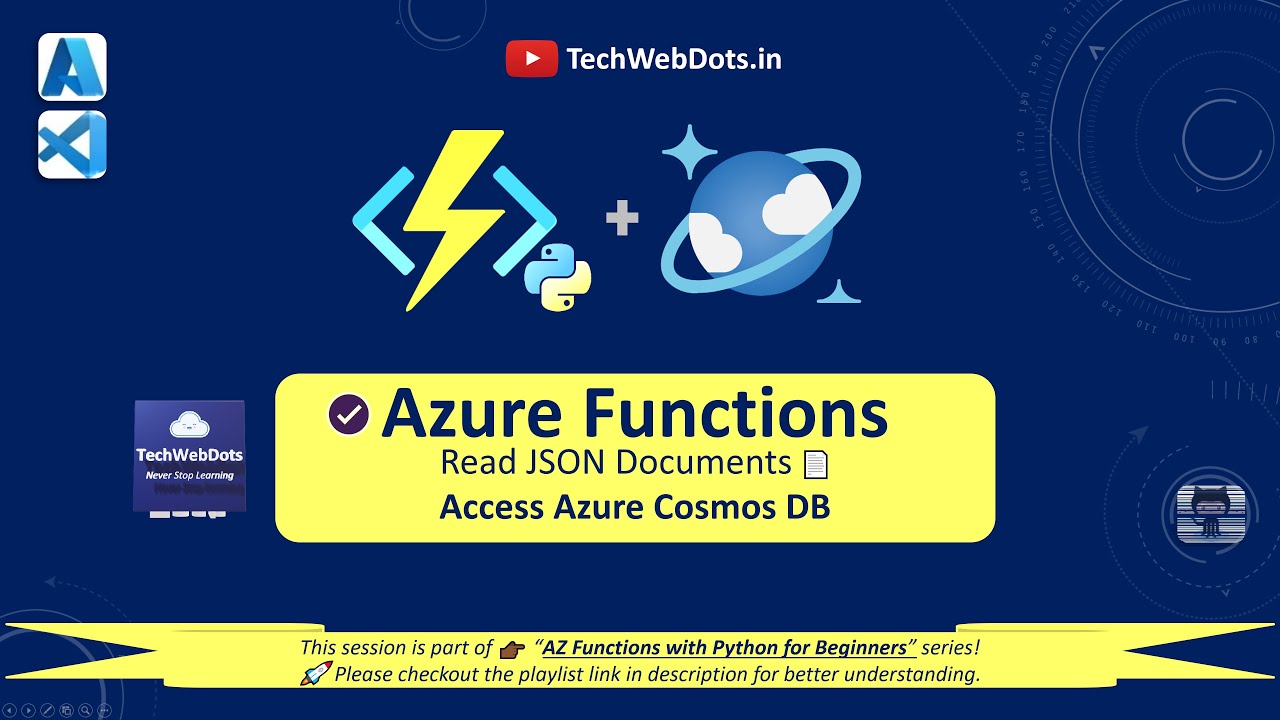 TechWebDots's tweet card. Azure Functions Read & Write from Azure Cosmos DB NoSQL Core | Python...
