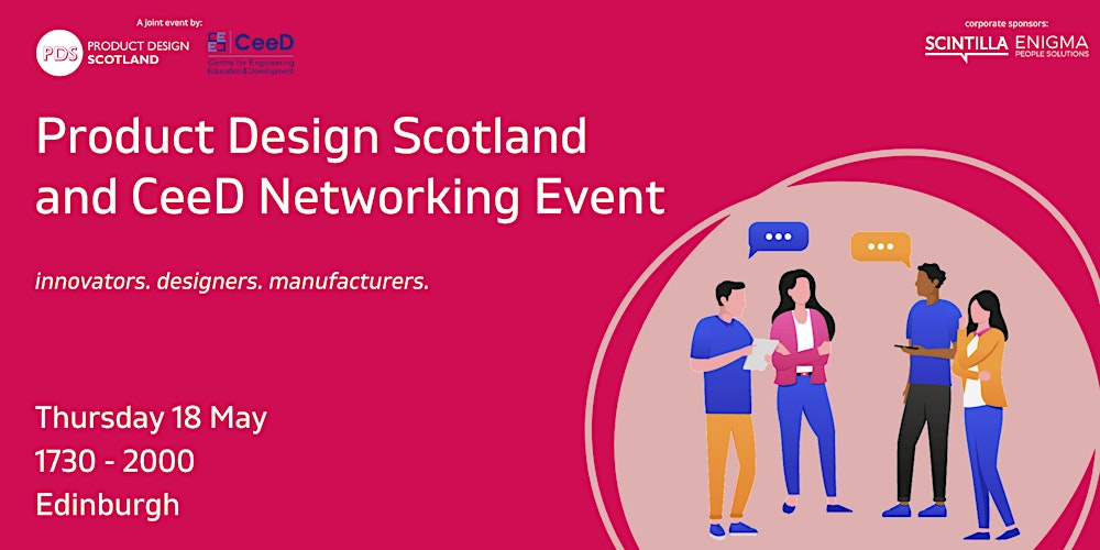 ProductDesScot's tweet card. A joint networking event by Product Design Scotland and CeeD