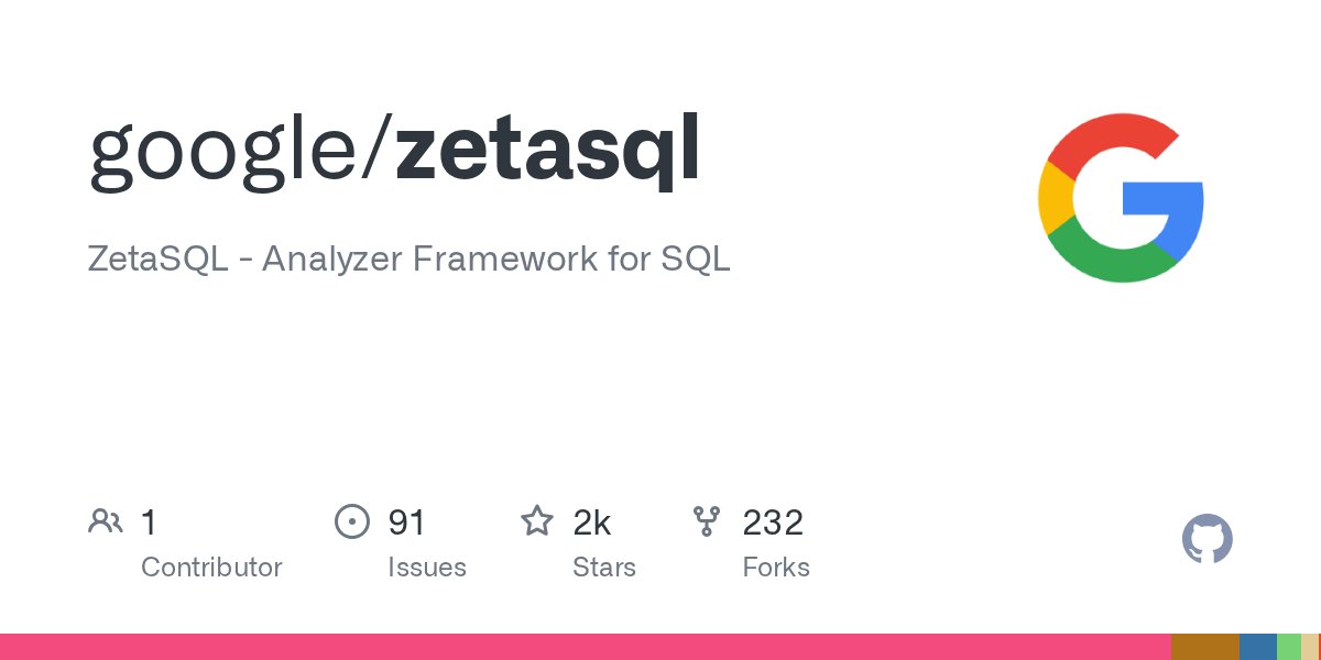 jrdntgn's tweet card. ZetaSQL - Analyzer Framework for SQL. Contribute to google/zetasql development by creating an account on GitHub.