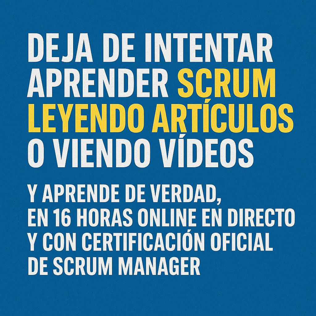 aitorcc's tweet card. Deja de intentar aprender 𝗦𝗰𝗿𝘂𝗺 leyendo artículos sueltos o viendo vídeos en YouTube. ❌ Ya has invertido tiempo, pero sigues sin tenerlo claro. ✅ Es hora de aprender Scrum de verdad: con guía,...