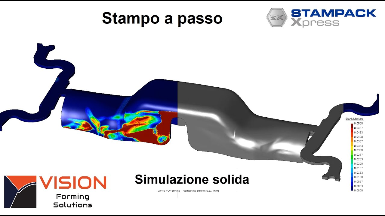 VisionForming's tweet card. Simulazione stampo lamiera progressivo - Stampack Xpress