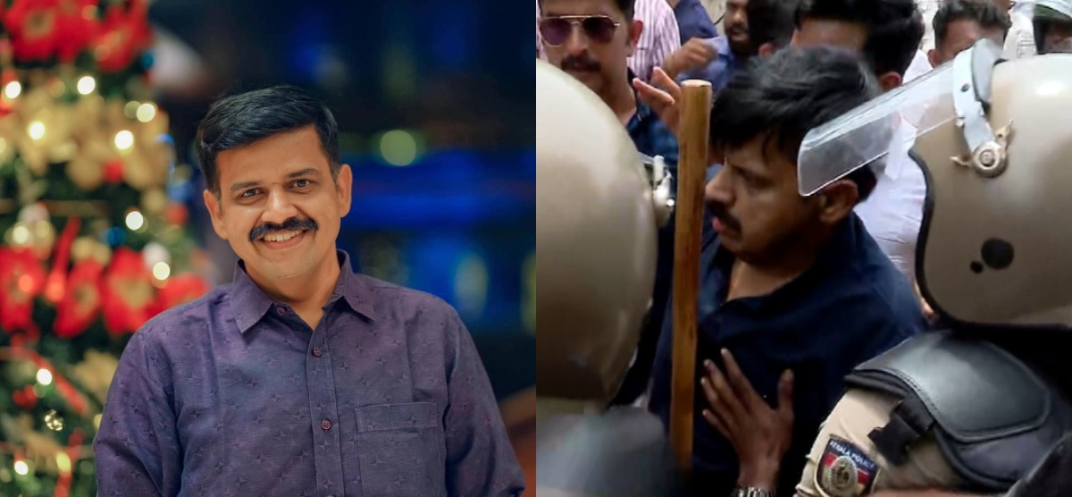 reporter_tv's tweet card. ശബരിമല സ്വര്‍ണപ്പാളിയിലെ യൂത്ത് കോണ്‍ഗ്രസ് മാര്‍ച്ച്;സന്ദീപ് വാര്യര്‍ക്ക് ജാമ്യം| Youth Congress march at Sabarimala Swarnapali; Sandeep Warrier gets bail