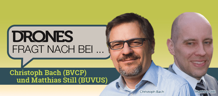 DronesMagazin's tweet card. Wie bewerten BVCP und BUVUS das politische Ringen um die Neufassung der deutschen Luftverkehrsgesetzgebung? Drones fragt nach.
