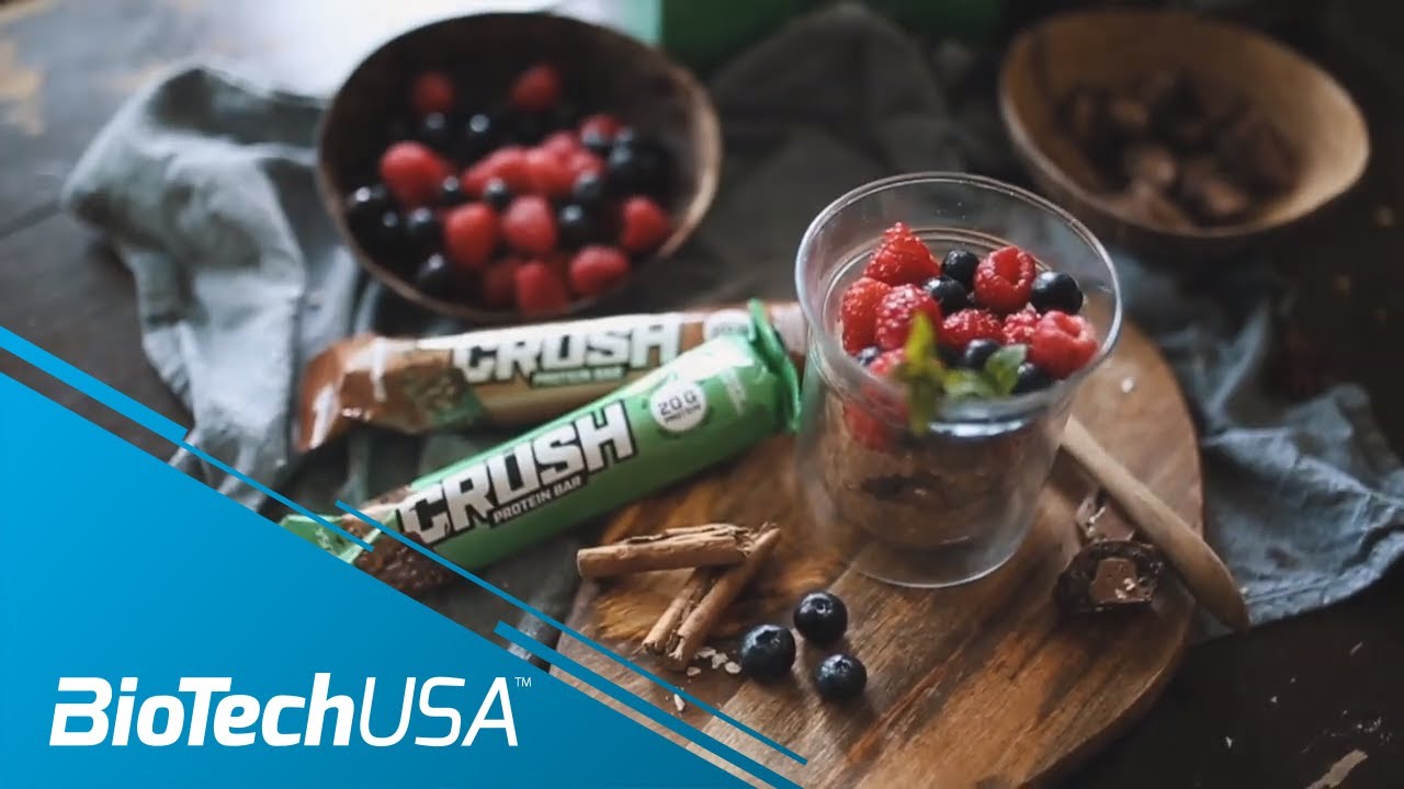 BioTechUSAInt's tweet card. High protein crunchy chocolate oatmeal - Recipe with Crush Protein Bar