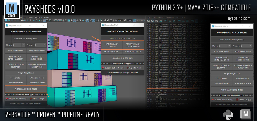 astroindustrial's tweet card. Raysheds™ is an extension tool for Autodesk Maya Arnold renderer. It provides a comprehensive user interface and functions that enable batch creation of shader networks, texture nodes, and lighting...