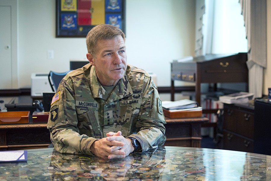 armyfutures's tweet card. WASHINGTON -- Gen. James McConville, the Vice Chief of Staff of the Army, discusses the Army's modernization and the impact it will have on the logistics community.