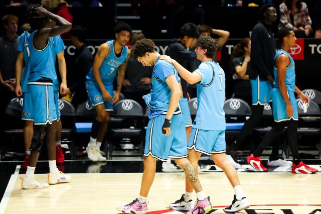 sdutzeigler's tweet card. Miles Byrd’s 3-pointer at buzzer forces overtime, but visiting Trojans too much for Aztecs.