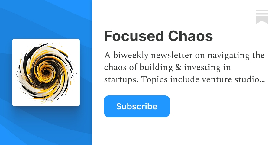 SoMeToolsforOrg's tweet card. A biweekly newsletter on navigating the chaos of building & investing in startups. Topics include venture studios, entrepreneurship, product management, analytics and more, leveraging a combination...